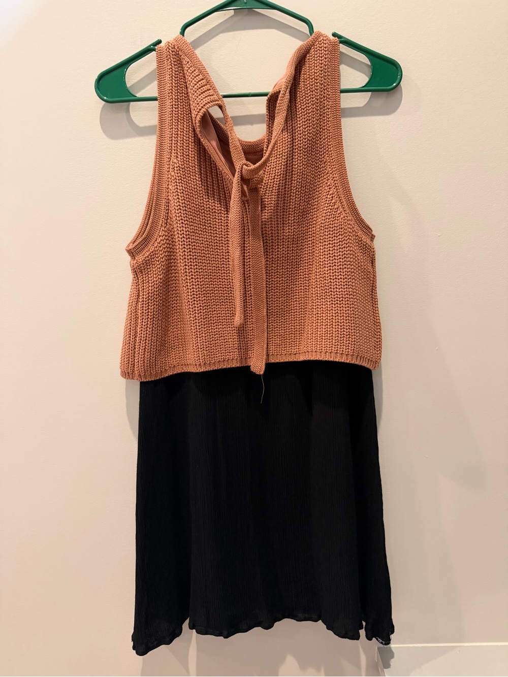 entro Rust sweater Knit Sleeveless Overlay black gauzy dress large - Picture 5 of 5
